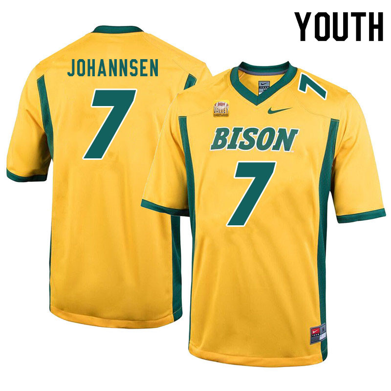 Youth #7 Jayden Johannsen North Dakota State Bison College Football Jerseys Sale-Yellow - Click Image to Close